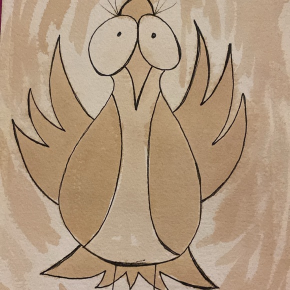 Unframed Original Art Painting Cartoon in Tea & Ink on watercolour Paper - Picture 3 of 3